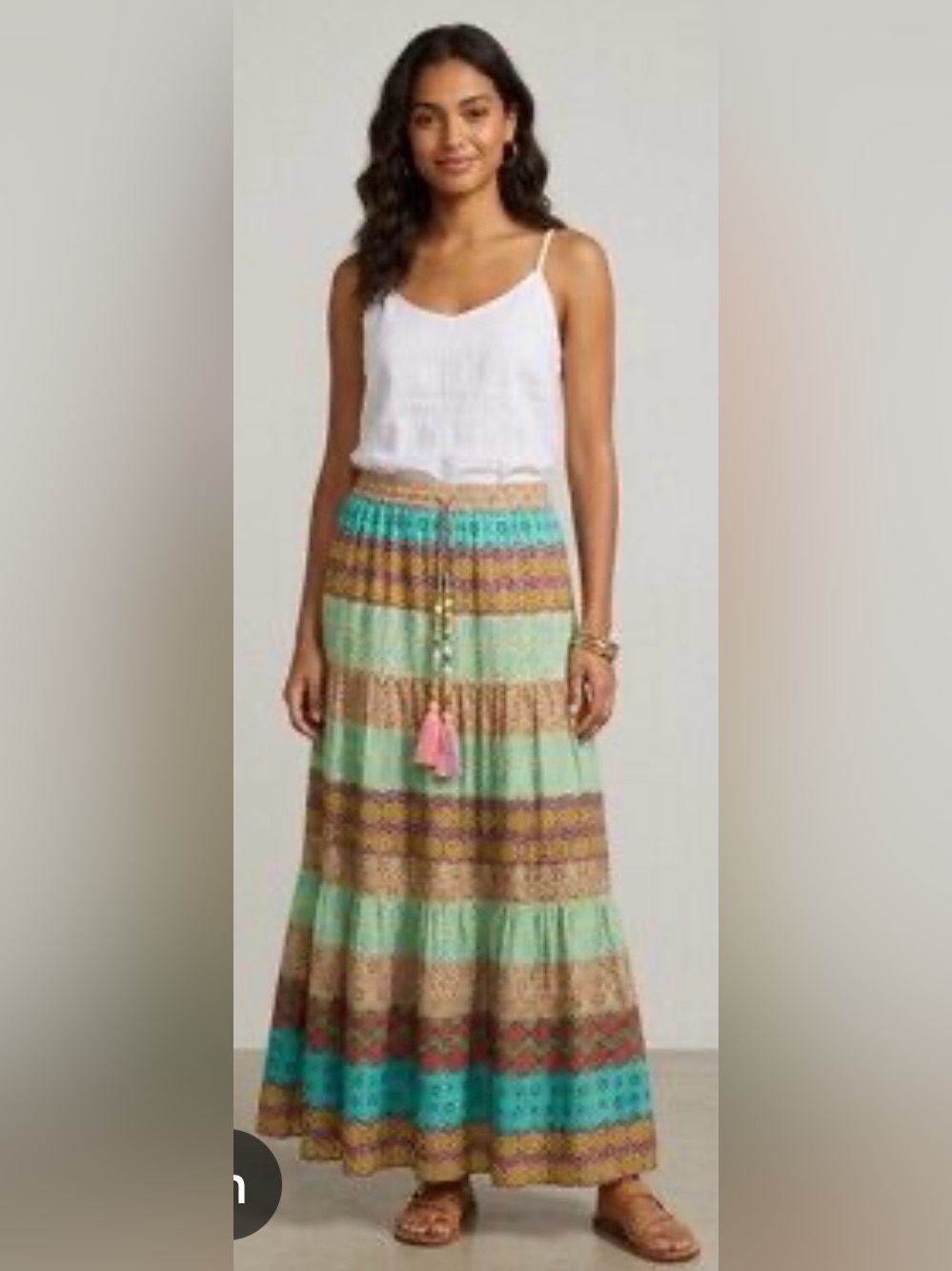 Zara Tiered Boho  Printed Cotton Maxi Skirt Size Small
